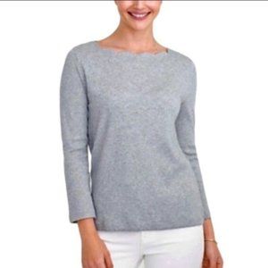 J. Crew Gray Scalloped Crew Neck Size S